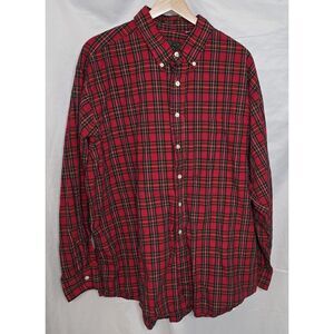 Orvis Mens Red Plaid Collared Long Sleeve Shirt - Size XL